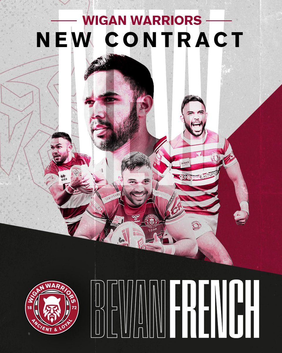 𝗕𝗘𝗩𝗔𝗡 𝗙𝗥𝗘𝗡𝗖𝗛: 𝗡𝗘𝗪 𝗖𝗢𝗡𝗧𝗥𝗔𝗖𝗧 🤩

We are delighted to announce that Bevan French has signed a new two-year contract with the Club, which will see him stay at Wigan at least until the end of 2024, with a further two years of options. 🙌

#WWRL #FrenchStays