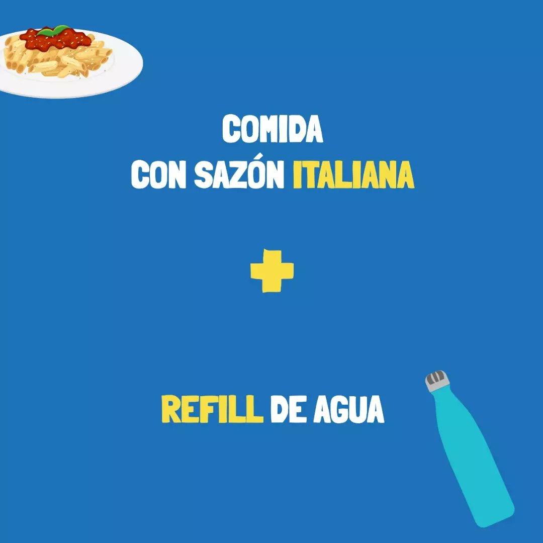 Refill_Ecuador's tweet photo. En @1889pizzaec puedes disfrutar de la sazón italiana 👨‍🍳 en pastas 🍝 y pizzas 🍕 y además recargar de agua 🚰 tu envase reutilizable.
Si te encuentras en Quito visita uno de sus locales y haz #Refill. 💙🙌🏼

#RefillRevolution #RefillHeroes https://t.co/c3kidZ0T68