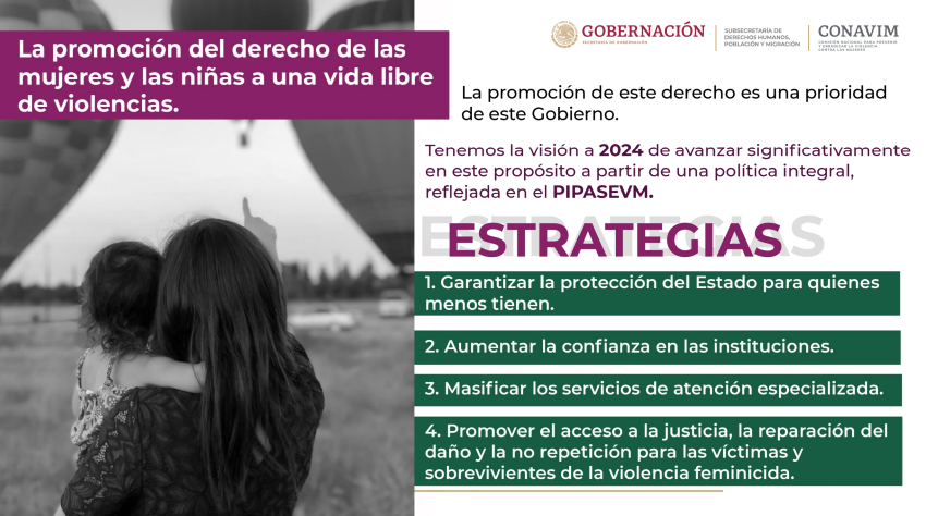 CONAVIM_MX's tweet photo. "La promoción del derecho de las mujeres a una vida libre de violencias es una prioridad para este gobierno; nuestra visión a 2024 es avanzar significativamente a partir de una política integral en el #PIPASEVM, desde la @SEGOB_mx y a través de la #CONAVIM". @FabiolaAlanis_S https://t.co/NvPwEtU6BO
