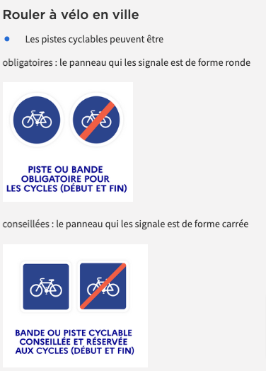 VeloAmiens's tweet photo. Bravo @AmiensMetropole pour cette communication sur les droits et obligations des cyclistes. Toutefois, contrairement à ce qui est marqué p8, les panneaux de pistes cyclables obligatoires sont ronds et carrés lorsque la piste est conseillée https://t.co/UVWHgNhE5c #culturevelo https://t.co/m0BkPWZ9Dj