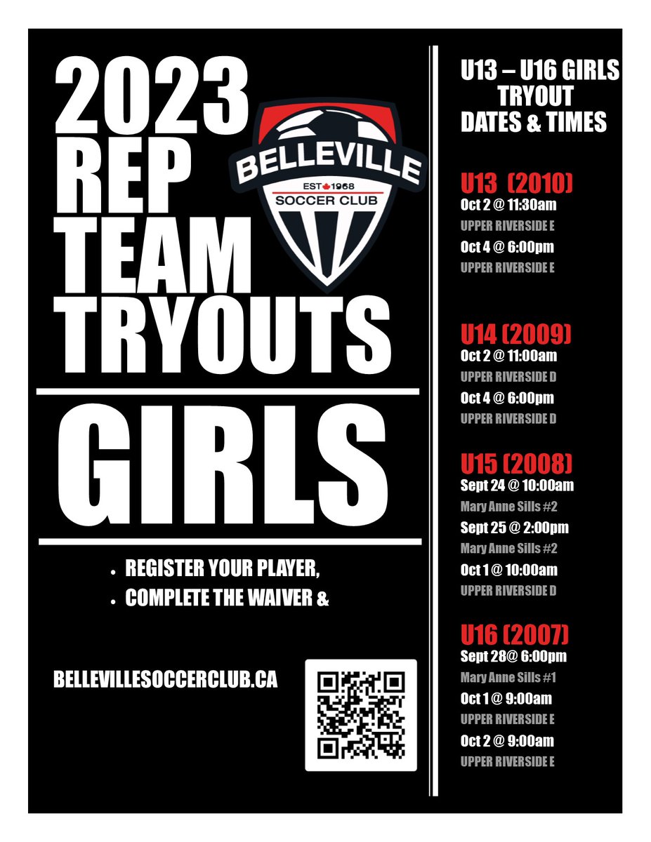 BellevilleSC's tweet photo. 2023 REP TEAM TRYOUTS - Register Now! https://t.co/Hu67AFWtGh https://t.co/sEEU1h1NL4