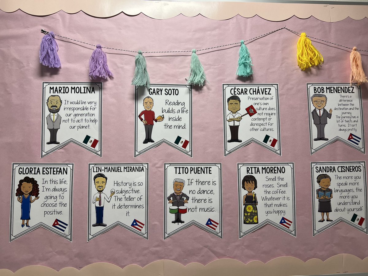 MissCress's tweet photo. We have been talking about Hispanic Heritage month the last week! Some of my students have shared about their own families, cultures, and traditions. I’m excited to continue! 🤍 https://t.co/QYxJJtQ9yA