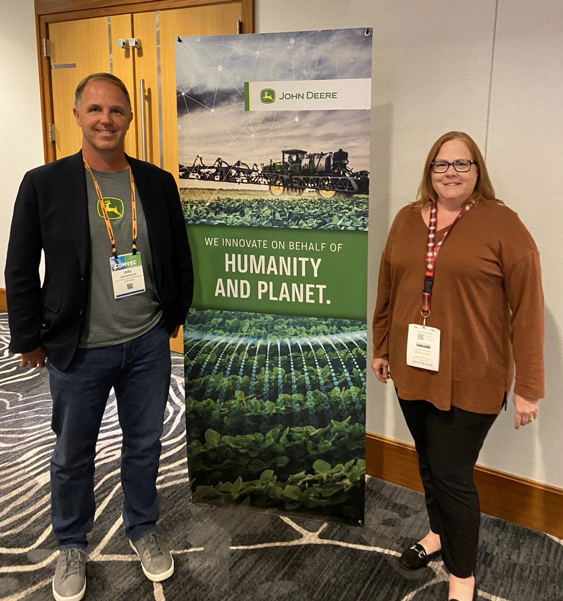OEMOffHighway's tweet photo. Editor @LoriDitoro interviewed Joel Hergenreter with @JohnDeere about tech in the ag and construction industries and #ESG Goals during #COMVEC22. We will share more in a video. @SAEIntl #COMVEC https://t.co/GIVxhyLe8Z
