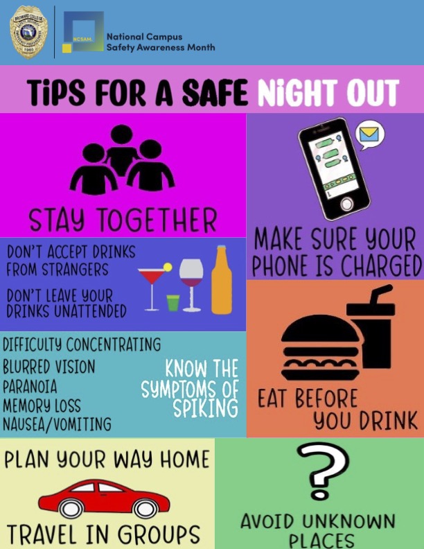 BrowardCollege's tweet photo. #BCTuesdayTips: When planning a night out, don't forget to follow these recommendations to stay safe.
Credits: Broward College - Safety, Security and Emergency Management
#CampusSafetyAwarenessMonth https://t.co/6xUpFP7CV9