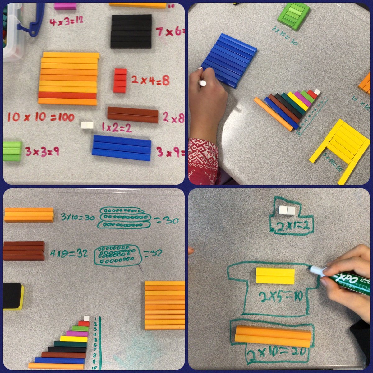 class4hm's tweet photo. Exploring multiplication with Cuisenaire rods. #whfelementary #eipsteaches https://t.co/tZCrCeqzJk