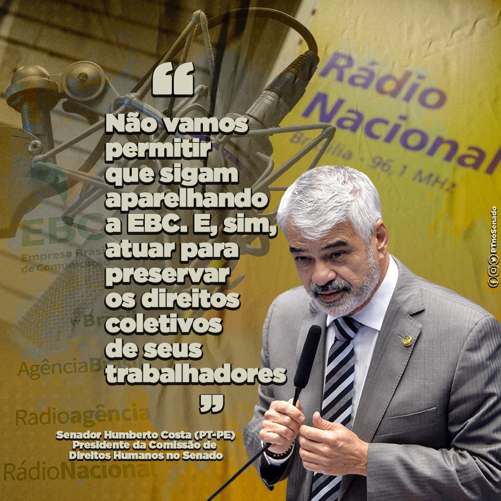 PTnoSenado's tweet photo. Presidente da CDH, @senadorhumberto cobra apuração de denúncias na EBC. Diretores da estatal são suspeitos de assédio moral, perseguição política, censura, constrangimento e ameaças de demissão a jornalistas. Ministério Público e Defensoria da União devem agir a pedido do senador https://t.co/1t9JpW05k5