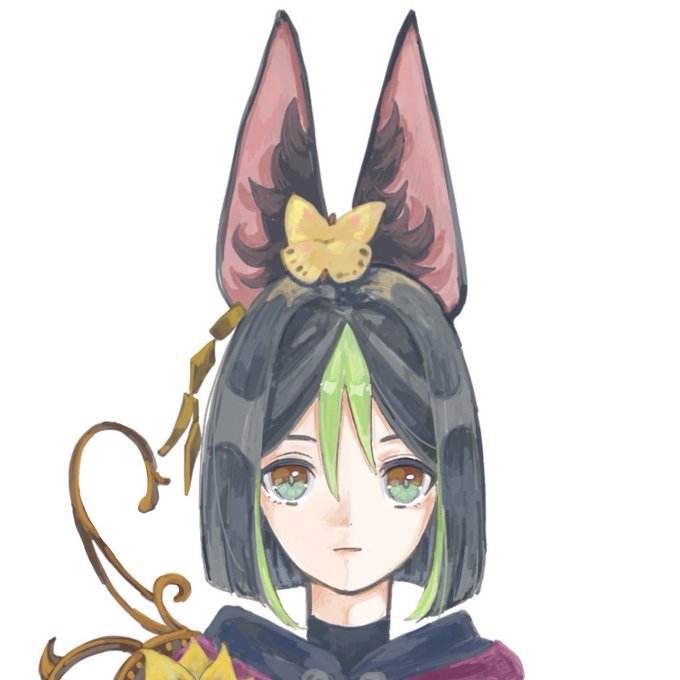 頭にちょうちょ住まわせてるティナリさん描きました 