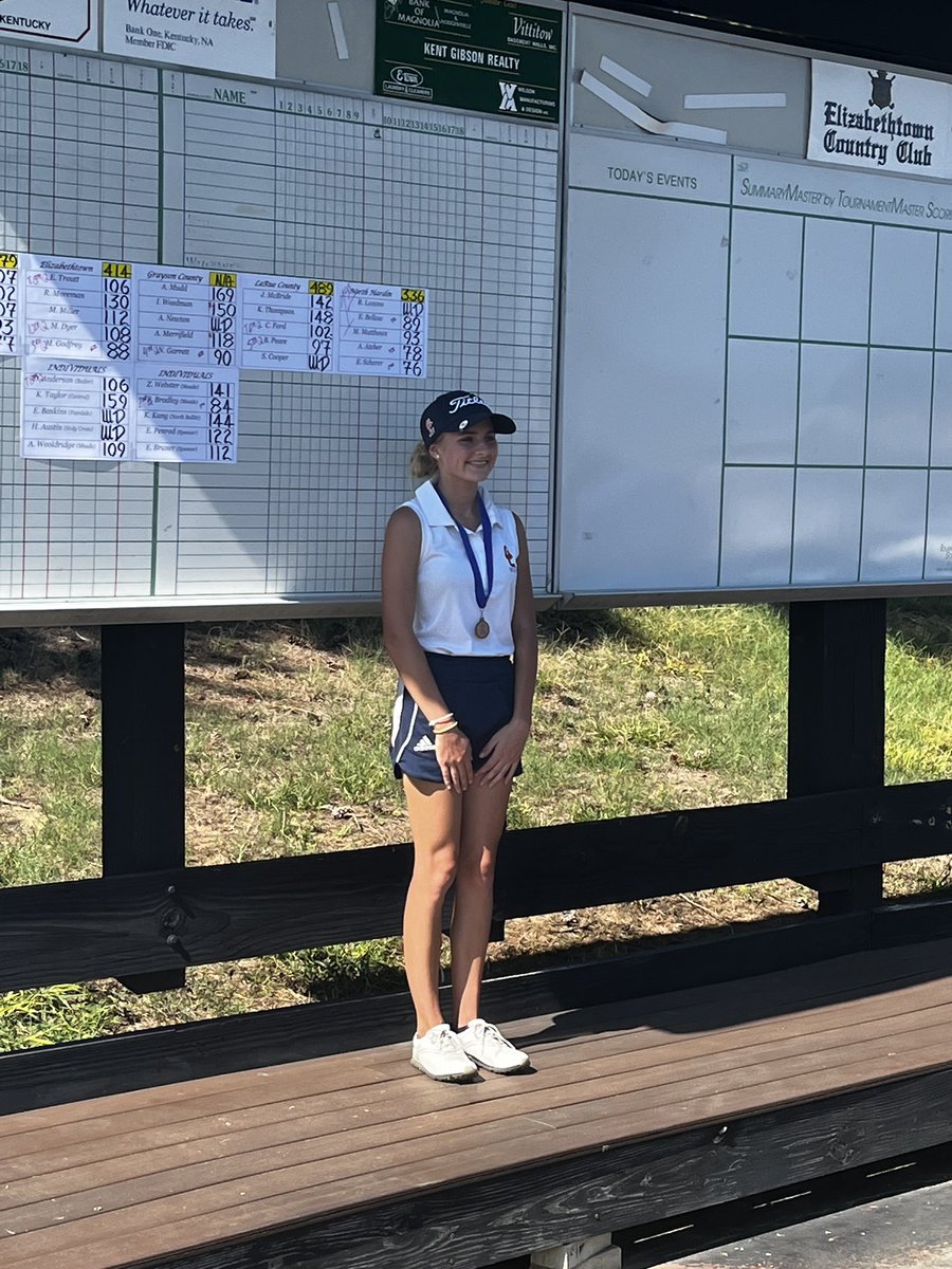 GC_GOLF's tweet photo. Natalie Garrett qualifies for the 1st round of the state next week at Heritage Hills in Sheperdsville. She comes in with a 90 at Etown CC in the 5th Region Tournament. Congratulations Natalie! @GCHS_AD @K105sports https://t.co/9QfgoL14s9