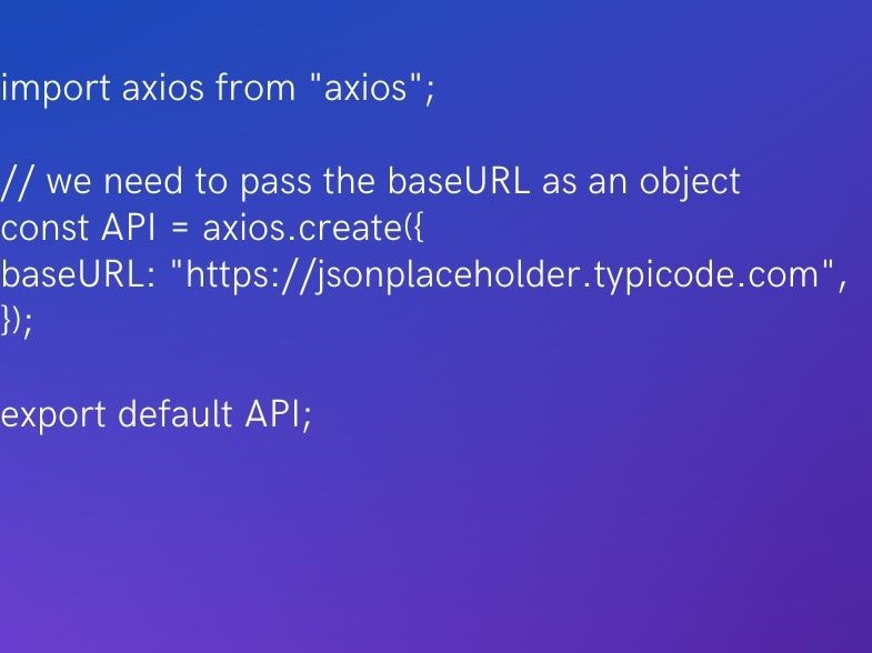 sona_jais1's tweet image. The best way to write Axios in reacts app is by creating an axios.js file and adding the below code and then simply importing the Axios from this file and passing only the string for which you want data.
#webdevelolment