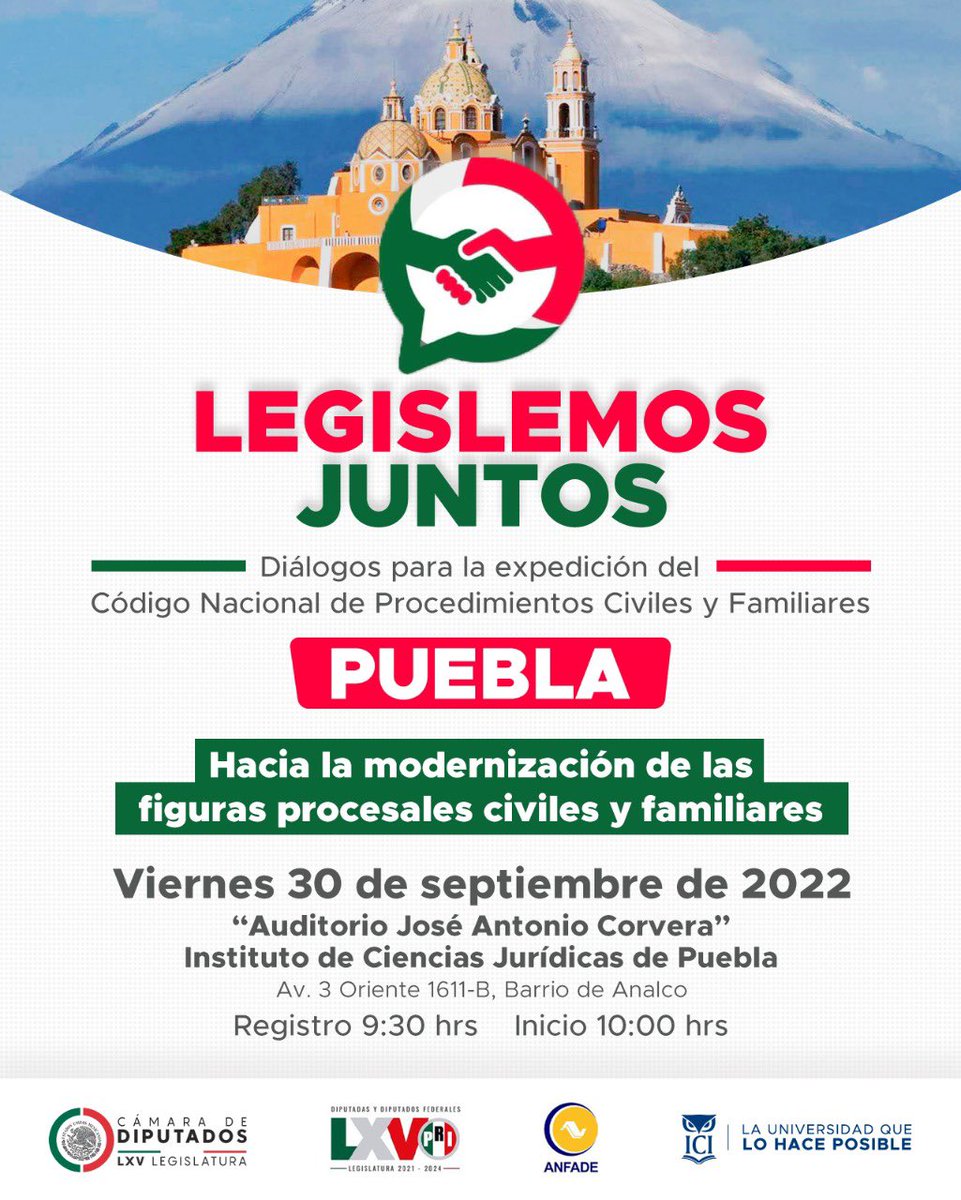 Invitamos a los estudiantes interesados en ser parte del diálogo "Legislemos Juntos" 🤝🏼el próximo 30 de septiembre en nuestro auditorio, Diputados Federales PRI de la Cámara de Diputados - H. Congreso de la Unión. 🇲🇽 👏🏼 ¡L@s esperamos jóvenes!