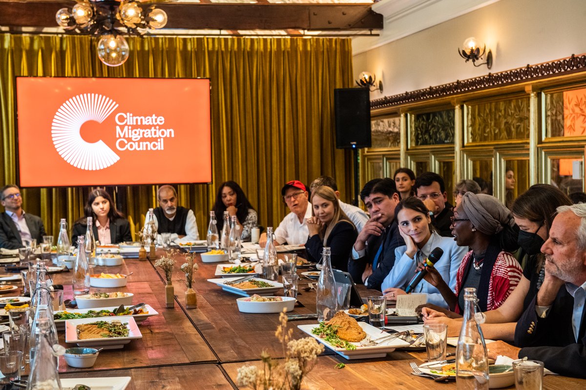 ClimateMigCncl's tweet photo. The @ClimateMigCncl just wrapped a productive discussion with global leaders, focusing on the scope, scale and solutions to the challenge of #ClimateMigration. This is just the beginning of our intention to generate collective action on an international scale. https://t.co/Olrz8b2KTK