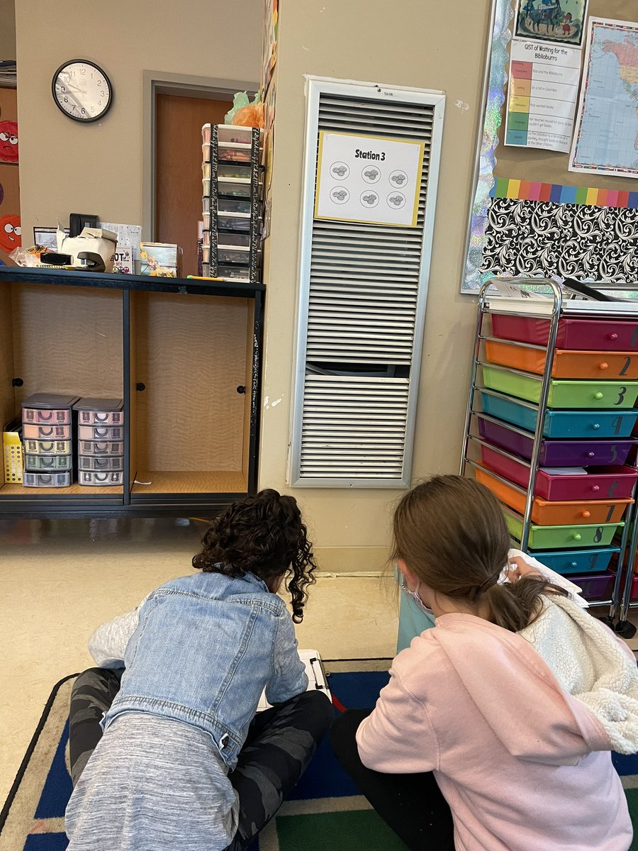 Nothing like learning stations to give students quick movements breaks as well as getting them engaged in the curriculum! Today students practiced writing and solving multiplication expressions to match the scenarios at each station.