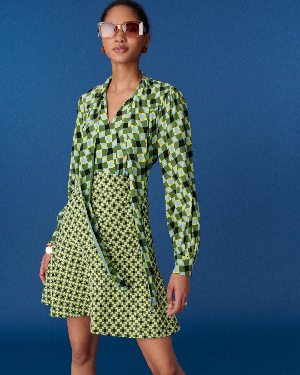 DVF's tweet image. Double the prints, double the fun. 👯‍♀️ Say hello to the Alcina dress!