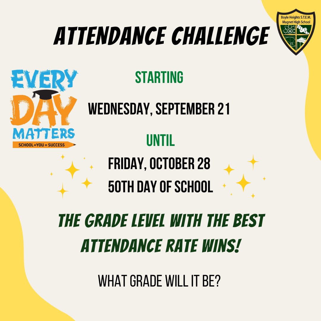 Starting tomorrow until the 50th day of school! 🗓 Our FIRST attendance challenge of the school year.  Battle of the classes!! Which class will win? 👀 🏆