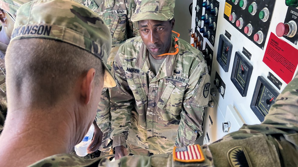 For newly promoted <a href="/USArmy/">U.S. Army</a> Staff Sgt. Bonell Andrew, working with machines &amp; teaching others are passions. He's a water purification specialist with the <a href="/VIGUARD/">VI National Guard</a>, &amp; his full-time vocation is maintaining military vehicles. (1/3)