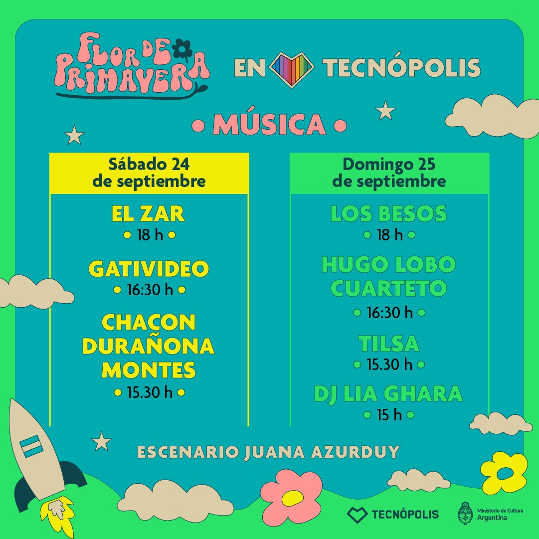 TecnopolisArg's tweet photo. 💥¡Se viene una #FlorDePrimavera🌸 en Tecnópolis! 💥
🥁 Este finde hay música y baile en todos los escenarios, 😎 hip hop y freestyle, instalaciones interactivas y performance de Artes Electrónicas en el ciclo #Lupear, 🕹️ videojuegos y una kermese multideportiva. 🤸♂️ https://t.co/x0UfMhIZ2j