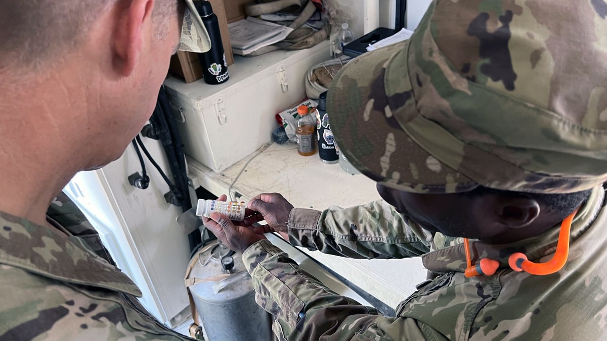 When he's sharing knowledge, Staff Sgt. Andrew told me, "I feel that I can give something back." When he showed me equipment to desalinate &amp; purify seawater to provide drinking water in austere military environments or respond to a natural disaster, he did what the best do: (2/3)