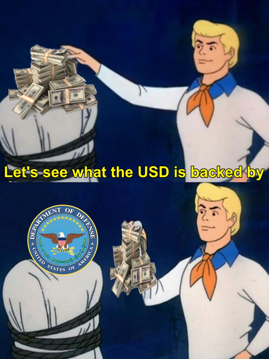 TheBitcoinConf's tweet photo. Spoiler: The USD is backed by violence. https://t.co/4F7drw2lAN