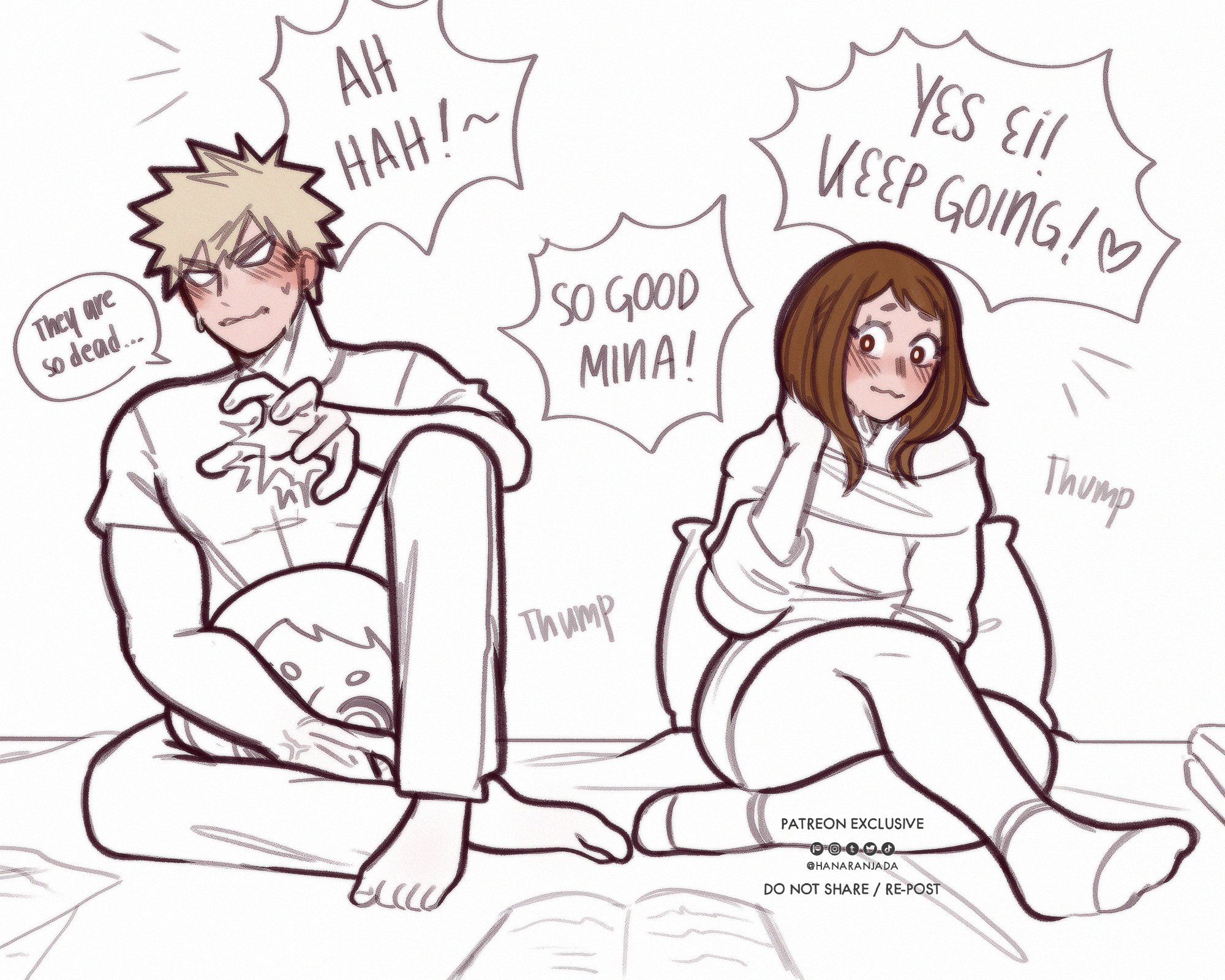 Hana Megu 🎄 Open commissions on X: I guess next time they gotta take  their study session to the library, that or you know seek revenge 😈  #kacchako 🔞 #kirimina Link to