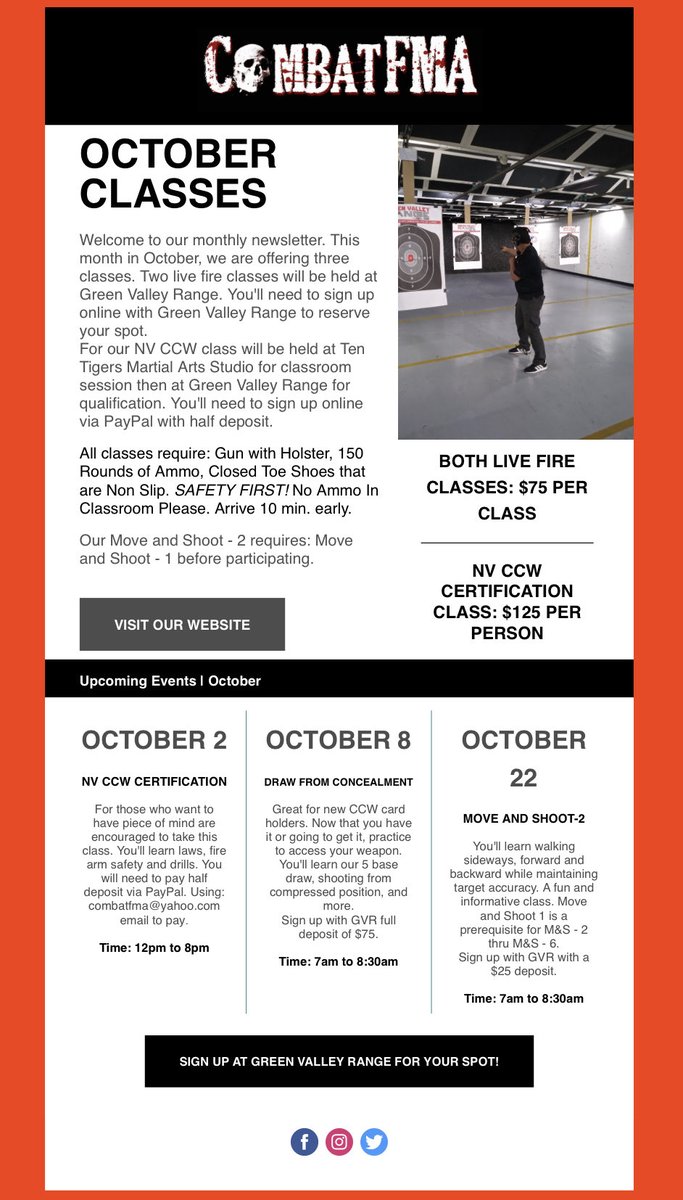 CombatFMA's tweet photo. Upcoming classes for October. Limited space, so make sure you sign up early! 👍 https://t.co/04JOWmua2a