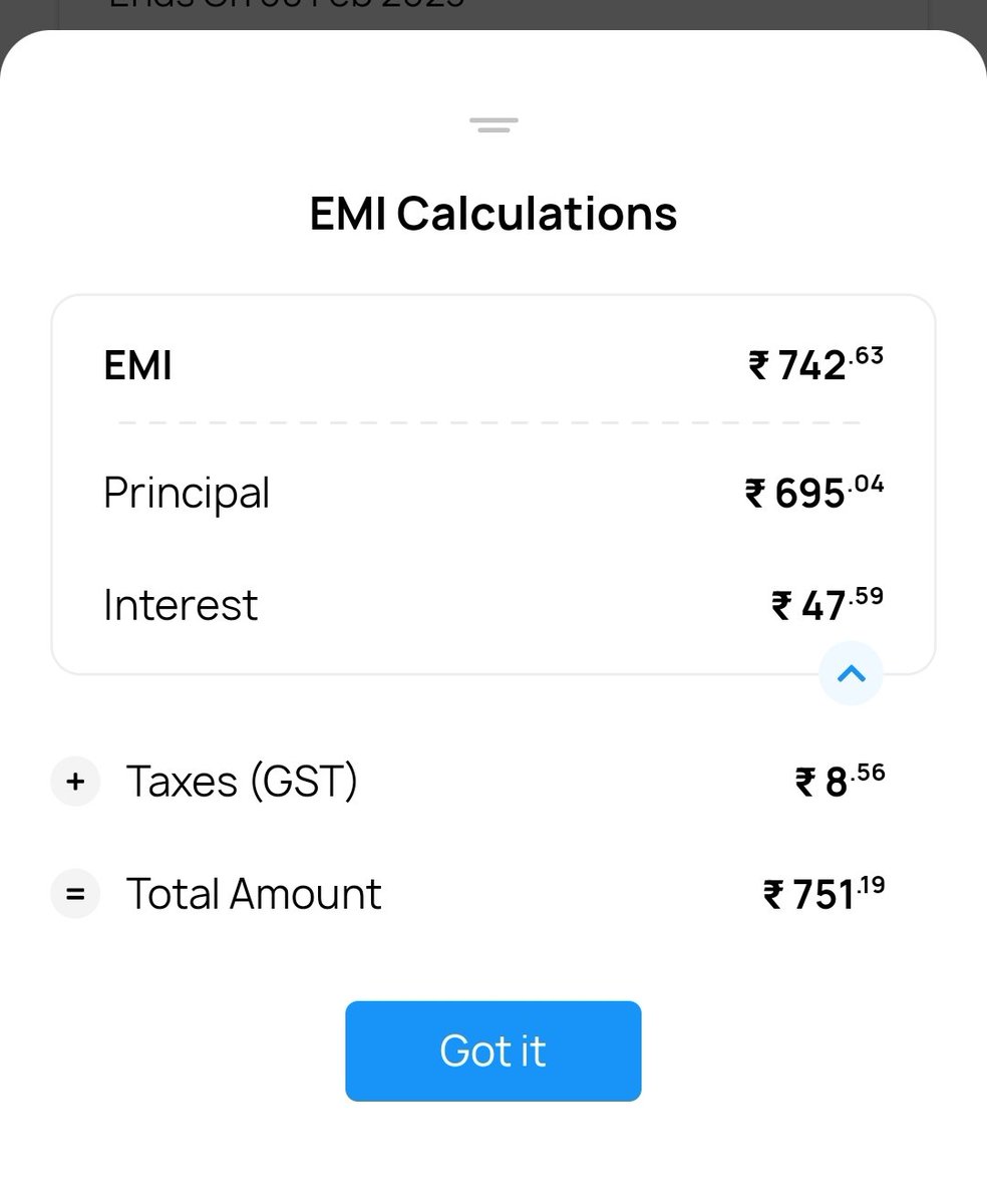 I signed up for <a href="/GetOneCardIN/">OneCard</a> for the sake of getting my credit scores improved by paying EMIs for a few purchases. 

Its quite deceiving when the merchant says it's no cost EMI, only to know that it never a no cost EMI and taxes, interest and charges are always added.