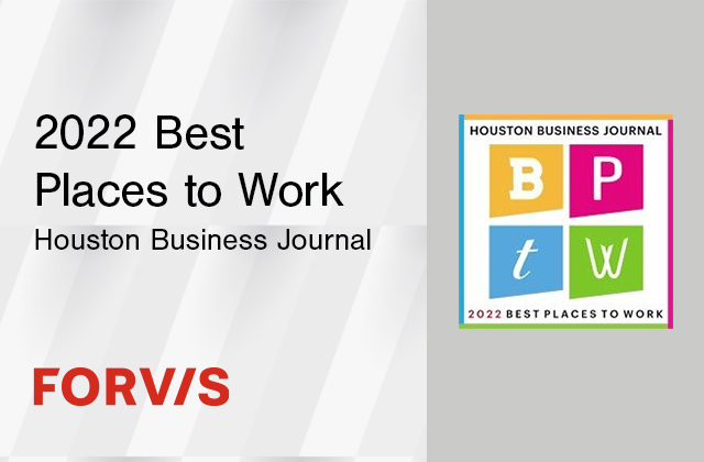 We’re honored to be a finalist for the 2022 Best Places to Work award from the Houston Business Journal! If you’re interested in joining a people-first workplace, find our open opportunities with <a href="/FORVIS/">FORVIS</a> today. bit.ly/3dsC0Wb