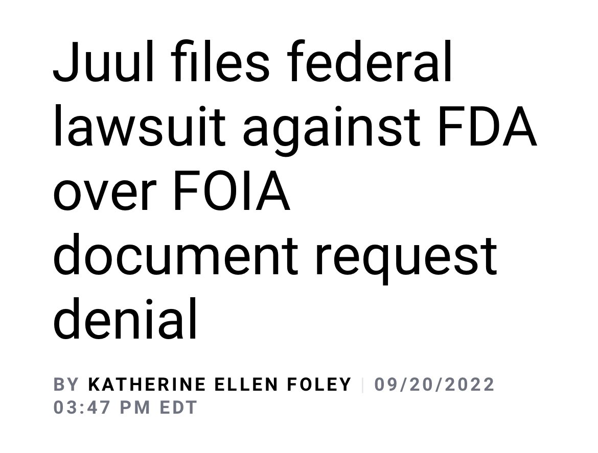gopaulblair's tweet photo. Denying vapor product applications and then refusing to hand over evidence regarding those decisions is simply bad practice. 

What is the FDA hiding? 

Other than the mountain of evidence about the benefits of switching from combustible cigarettes to smoke free alternatives. https://t.co/TF0cg7wDVa