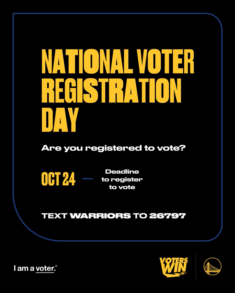 It's #NationalVoterRegistrationDay Let your voice be heard, text WARRIORS to 26797 for reminders & updates.