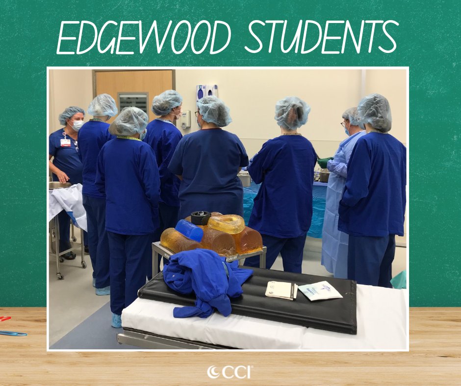 cci_nurses's tweet photo. CCI had the privilege of teaching a pre-licensure perioperative course to nursing students at Edgewood to help guide them toward perioperative as their future specialty! ✏️🍎🏫 #Edgewood #perioperativecourse #nursingstudents #CCI #operatingroom https://t.co/56BVYvY28X