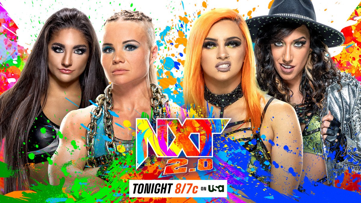 TONIGHT on #WWENXT 2.0 👊 #TylerBate vs. @jd_mcdonagh 😠 @therealestwendy vs. @CoraJadeWWE 👀 @WWEFrazer vs. @Axiom_WWE 💎 #DiamondMine vs. #ToxicAttraction And MORE! 📺 8/7c @USA_Network