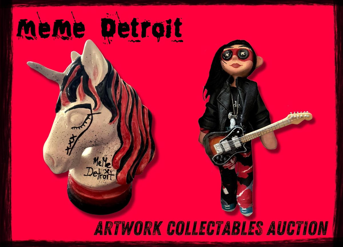 To raise extra funds towards our new upcoming release, we're auctioning off 2 mega special 1 of a kind pieces, used in official artwork designs of 2 MeMe Detroit releases! 
Hit link &amp; RT the shite out of this or pass on to any collectors out there! TY!♥️✖️
bit.ly/MDArtworkAucti…