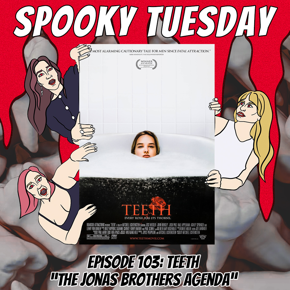 spooky_tuesday's tweet photo. Remember how the Jonas Brothers used to wear purity rings? Spooky Tuesday does. On a new episode, we’re covering #Teeth2007, the mid-aughts horror movie that gave Monica the perfect opening to insert her JoBros super fan agenda. Link to listen: https://t.co/VDqRB1KJ3d https://t.co/ooB5xeZ7Sv