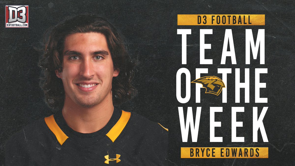 📣📣 National Team of the Week Alert!
8 Tackles
1.5 Sacks
3.5 Tackles for loss

Bryce Edwards was a MAJOR pain this weekend for Millsaps College

#GoldStandard 
🟨⬛️12