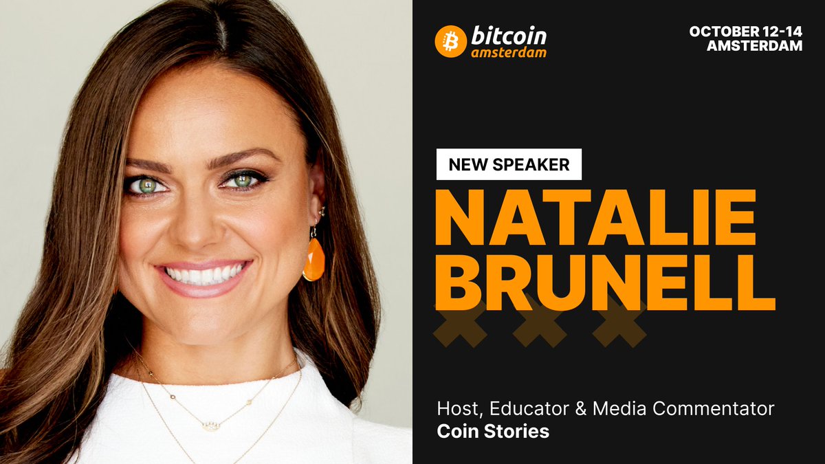 Announcing Natalie Brunell as a Bitcoin Amsterdam speaker! Brunell is a podcast host, educator and media commentator in the #Bitcoin space. Her show, Coin Stories, features interviews with Bitcoiners about their backgrounds, conviction for BTC, and headlines related to finance.