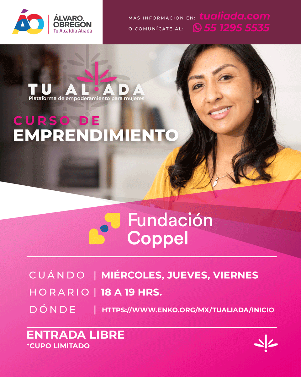 Tu_Aliadamx's tweet photo. ¿Ya checaron las actividades que tenemos esta semana? 
Recuerden que son totalmente gratuitas.
CUPO LIMITADO
Informes y registro al +52 55 1295 5535 https://t.co/nBiCq2CALY