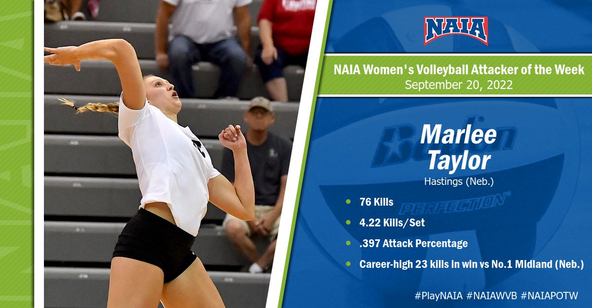 GPACSports's tweet photo. Congratulations to our two @NAIA Volleyball National Players of the Week from #GPACNation! 👏 

Marlee Taylor from @HastingsBroncos and Bree Burtwistle from @CUNEathletics https://t.co/kUdPEyUy7b