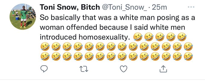 You have to be a bitch posing as a man, to block someone and keep tweeting about them. https://t.co/