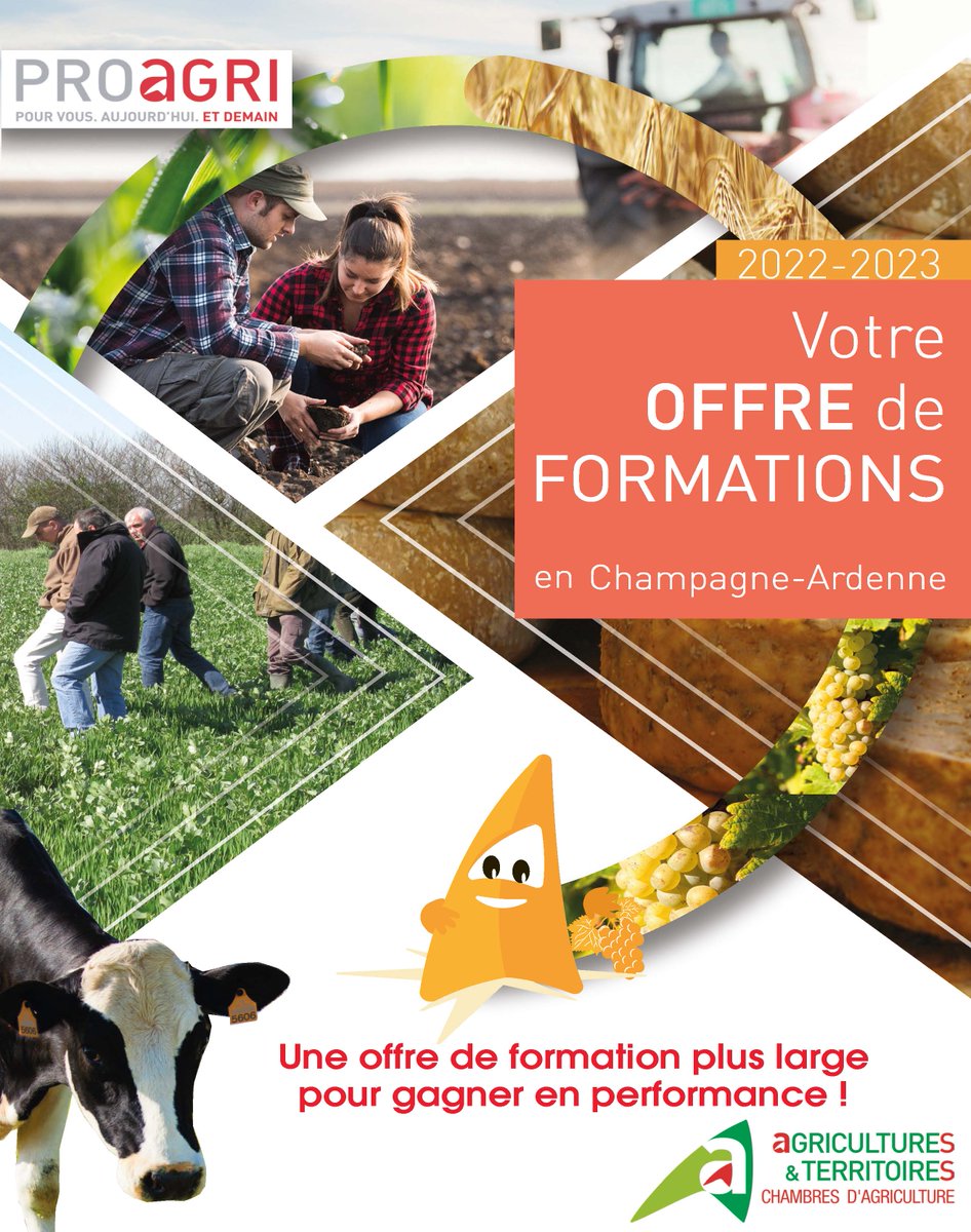 #PROAGRI Elle arrive ! Qui ?
La plaquette formations 2022/2023... dans vos boites aux lettres très bientôt.
Découvrez 150 formations disponibles sur tout le territoire de Champagne-Ardenne : il y en a forcément une pour vous !
Accessible aussi en ligne : bit.ly/3S74yTz