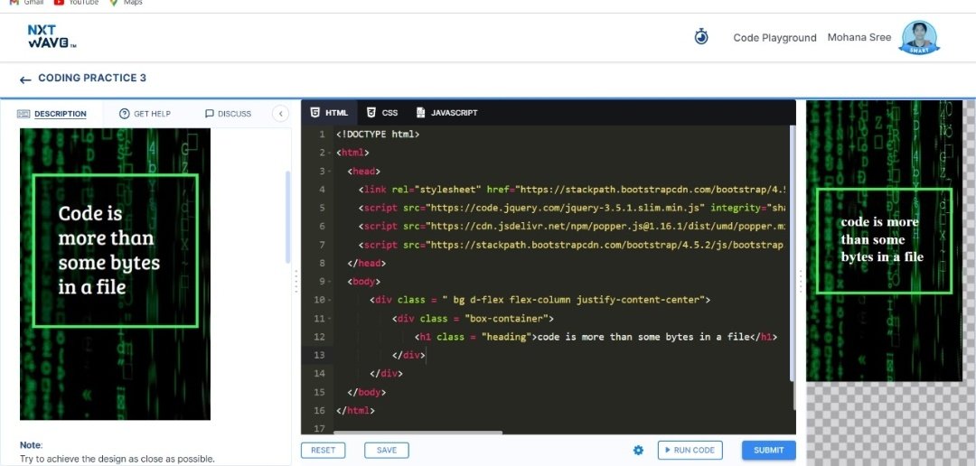 MohanaSreeKatam's tweet photo. Hello People!!!
Coding Practice -3
#nxtwave #fullstackdevelopement #FrontEndDeveloper #coding #learning #SoftwareEngineer #CSE https://t.co/yyq9s2IExS