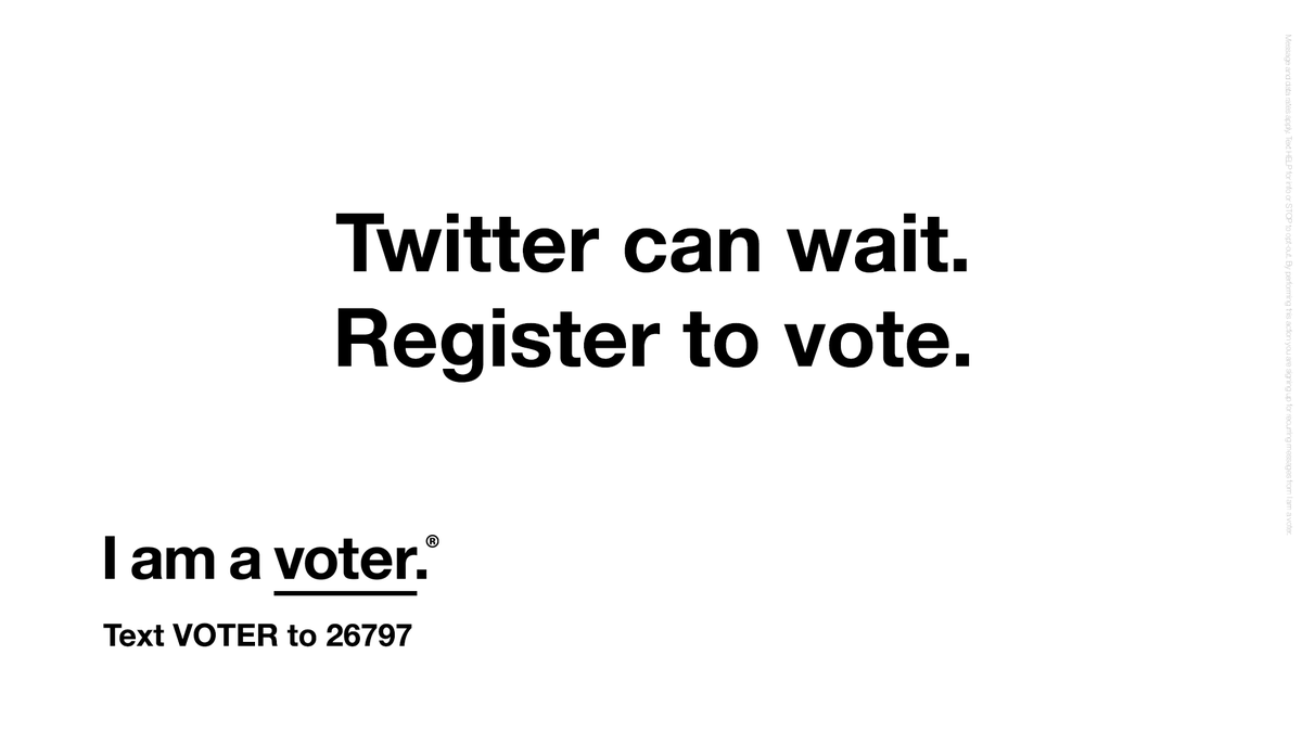 TheEllenShow's tweet photo. It's #NationalVoterRegistrationDay! Text VOTER to 26797 to make sure you are registered to vote/to receive important election information. If you're registered, text VOTER to 26797 to find out if you're eligible to vote early or by mail and request your mail-in ballot. #iamavoter https://t.co/wXzZGM2t87