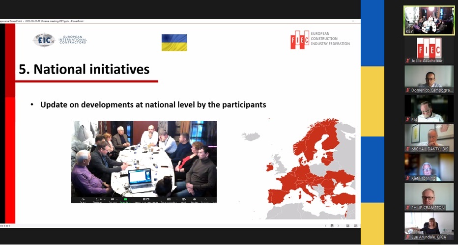 FIEC_Brussels's tweet photo. 🗣️#UkraineCrisis

The🔵TASK FORCE Ukraine set up by @FIEC_Brussels &amp; European International #Contractos (EIC) continues to support our 🇺🇦 member federation CBU and today confirmed engagement in🟡dialogue with other #construction stakeholders to assist in #reconstruction efforts. https://t.co/opeDwr9dxd
