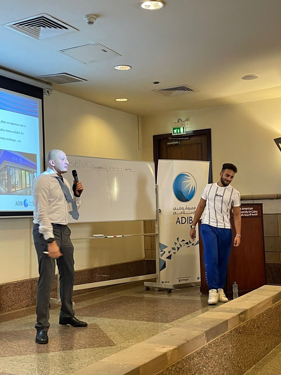 AUC_Business's tweet photo. Monday’s session of the Finomics stock market competition was powered by @ADIBTweets where Mr. Tamer Shaheen from ADIB delivered a talk to students participating in the competition on the role of banks in the egyptian financial market.
#Finomics #ADIB https://t.co/YoAkGg3FVV