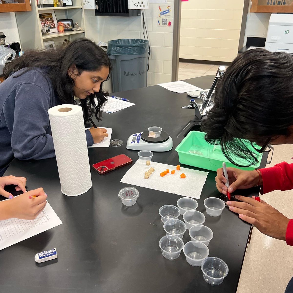 TFY77's tweet photo. Determining the molarity of 6 unknown sugar solutions by measuring the change in mass of carrot and potato samples. Theyโre also determining the concentration of sugar IN the potato & carrot!
#apbiology #apbiolabs #handsonlearning #reallifeapplication https://t.co/8RL0Jqi4Bn