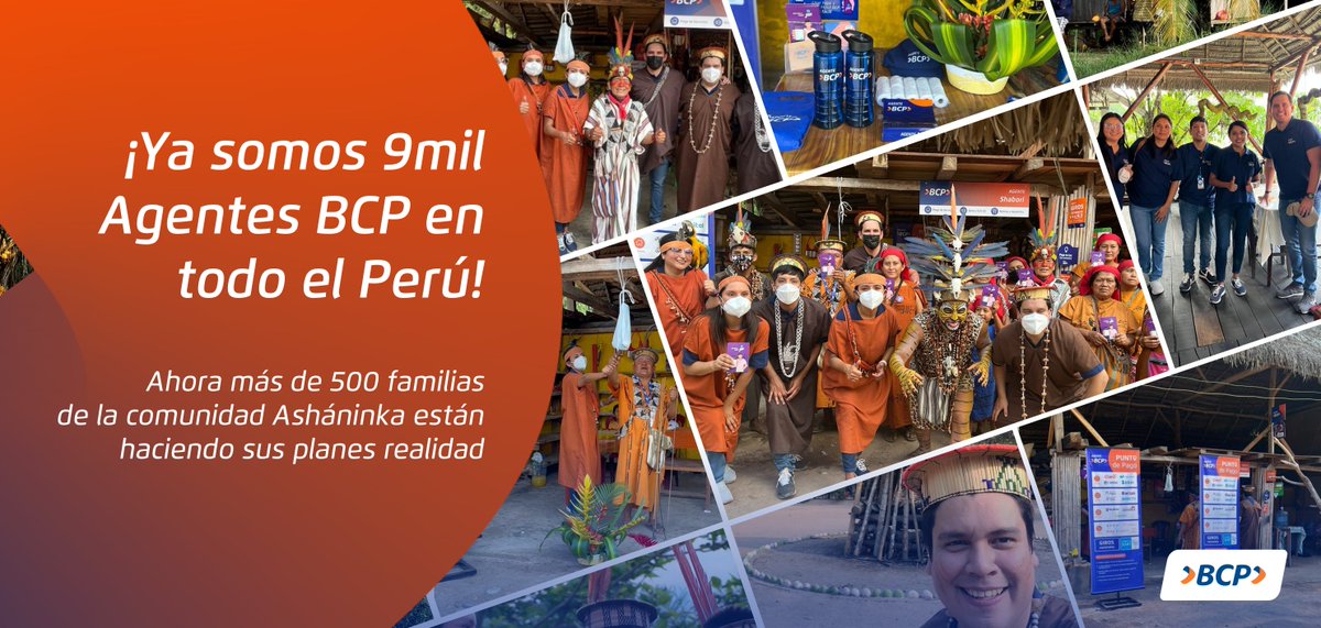 ¡Ya somos 9 mil Agentes BCP en todo el Perú! Inauguramos el Agente BCP ubicado en la comunidad indígena Ashaninka Marankiari Bajo en la provincia de Chanchamayo, beneficiando a más de 500 familias. Seguimos comprometidos en ayudar a los peruanos a hacer realidad sus planes.