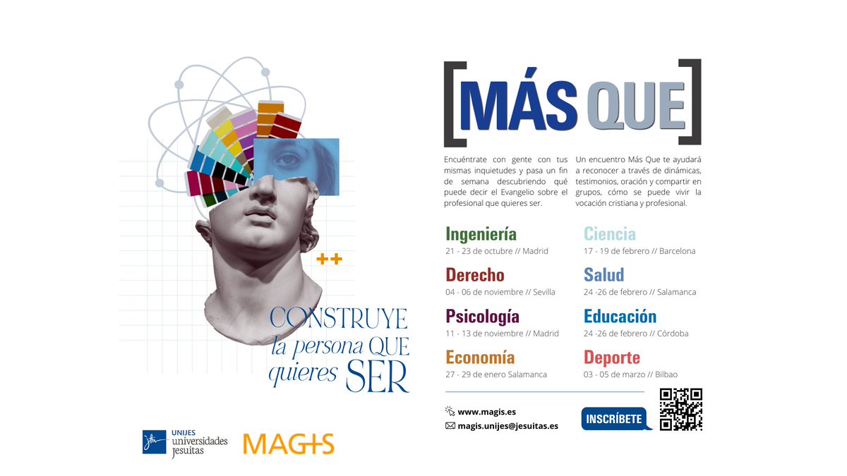 Más que una carrera, tus estudios forman parte de la persona que quieres ser. Encuentra gente con tus mismas inquietudes y deseos con el fin de semana “Más Que” que te proponemos. Inscríbete en: magis.es #MásQue #MAGIS <a href="/unijes/">Unijes - Universidades Jesuitas</a>