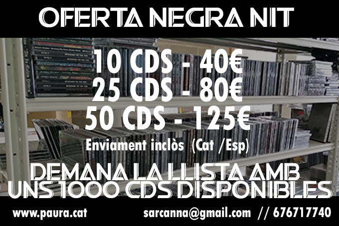 TallaferroMusic's tweet photo. Repetim la OFERTA que ja vam fer fa uns mesos. Demana la llista amb gairebé 1000 cds i cdrs disponibles principalment de Black metal però també hi trobareu una mica de Death, Doom o Thrash. https://t.co/25Kq1KBOLG #negranitdistro https://t.co/kUoQmMvVzj