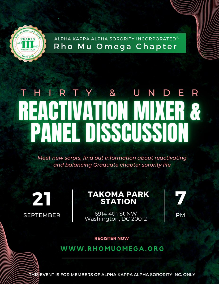 Forever_Joi's tweet photo. Attention 30 and under members of #AlphaKappaAlpha Sorority Inc. in the DMV area! 

Looking for a chapter home? A recent graduate and need tips on navigating the grad chapter transition or balancing grad chapter life in general? This event is for you! 

https://t.co/BblIVub8ae https://t.co/g5NoLKXtU6