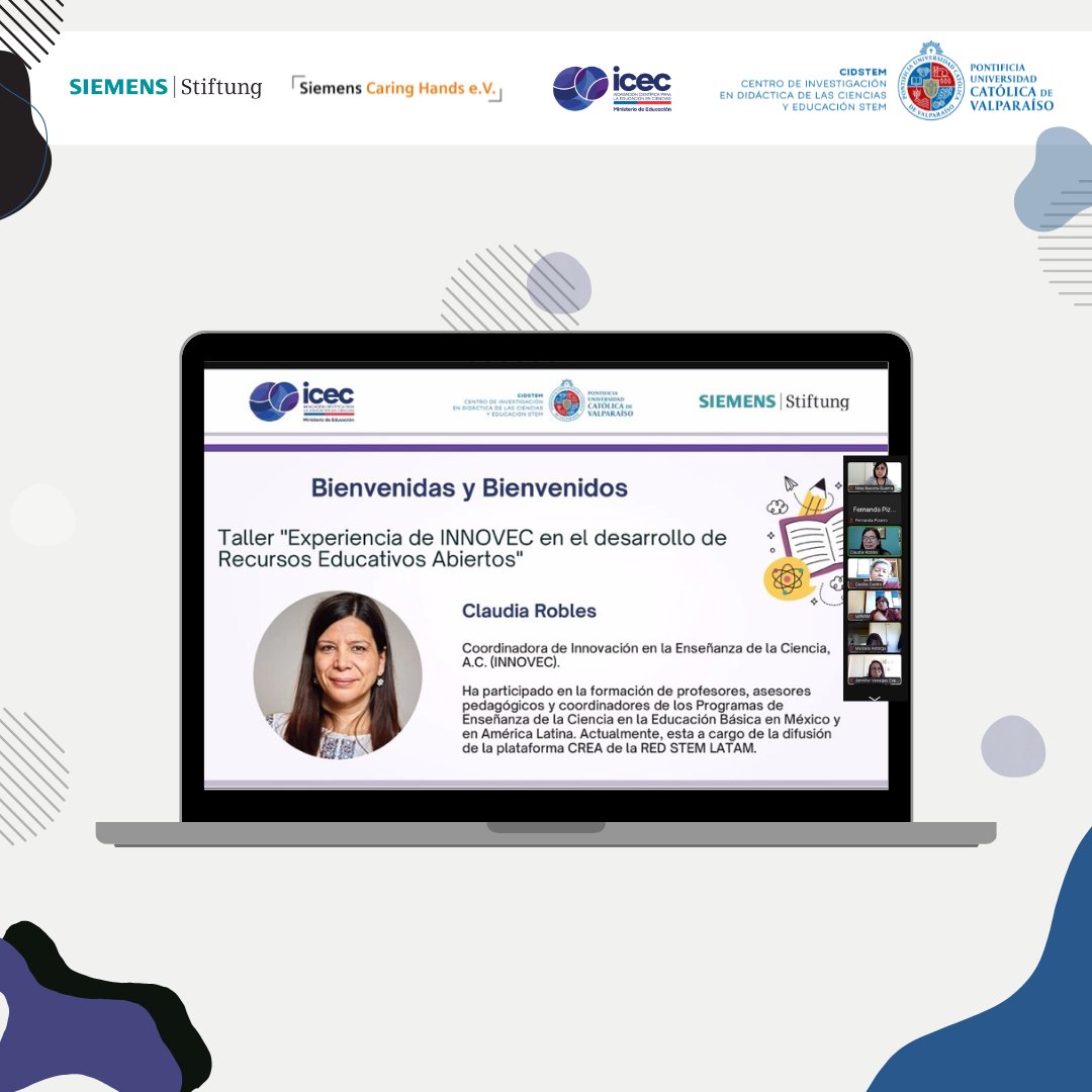 CIDSTEMPUCV's tweet photo. El martes pasado realizamos el taller "Experiencia de INNOVEC en el desarrollo de Recursos Educativos Abiertos" con la presencia de Claudia Robles, coordinadora de INNOVEC👏 La instancia cuenta con el apoyo de Fundación Internacional Siemens Stiftung y #ProgramaICEC de @Mineduc😉 https://t.co/JmPz2kWCw7