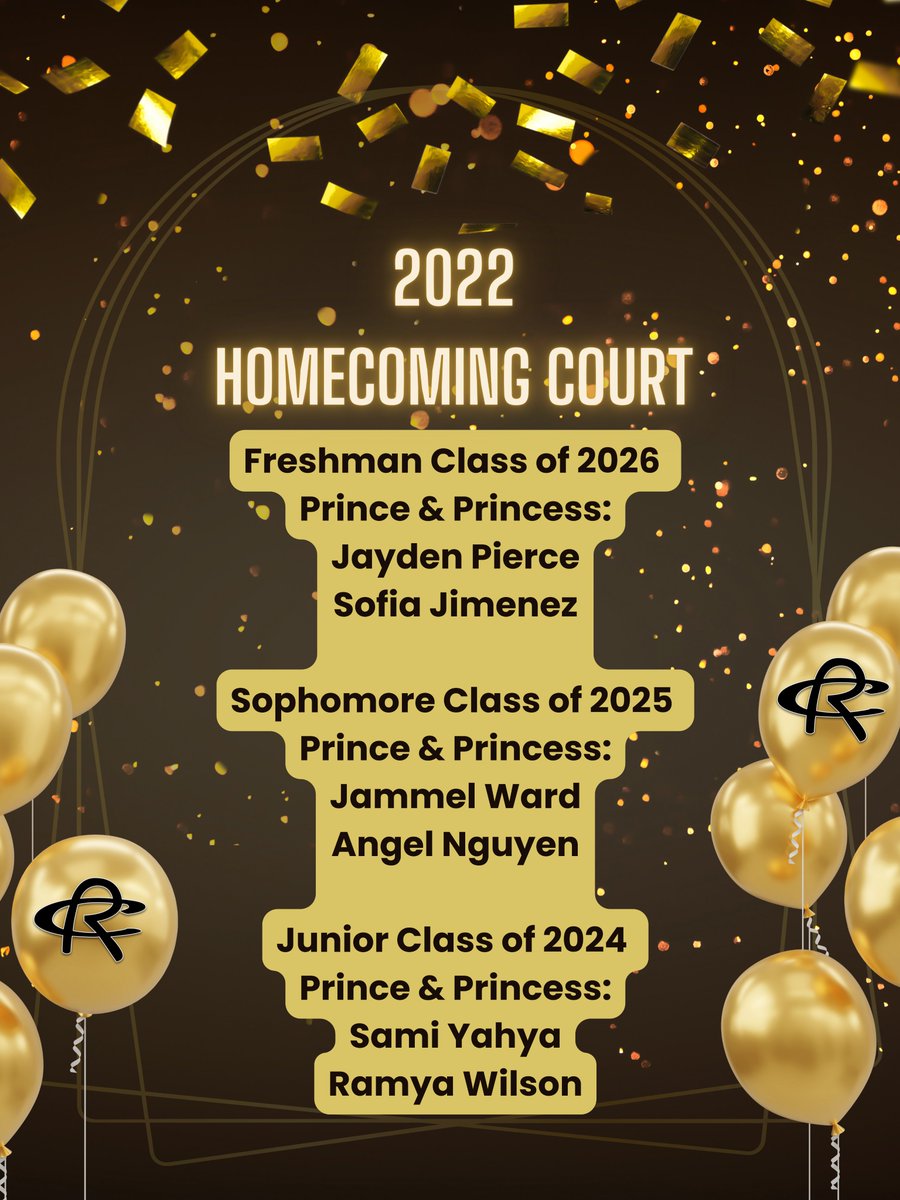 RCHS_stuco's tweet photo. Congratulations to our Underclassman Court and our King/Queen Nominees for Homecoming 2022! King and Queen will be crowned at the football pre-game ceremony on 9/30! @RoyseCityHS @RoyseCityISD 
👑🎉🥳 #oneRC #RCISDJOY https://t.co/eHd1h0Vtoe