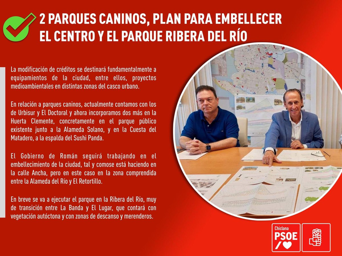 psoechiclana's tweet photo. UN MILLÓN DE EUROS PARA SEGUIR MEJORANDO CHICLANA

➡️ Román: Vamos a invertir en equipamientos para la ciudad, reparaciones en el Mercado de Abastos, una nueva sede para la asociación Lunaria, así como para la AAVV San José del Arenal, obras de la Alameda del Río, entre otras… https://t.co/1kBycMwJhQ